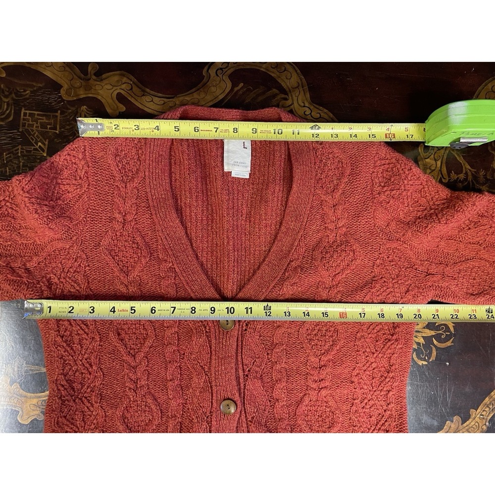 Anthropologie Far Away‎ From Close Pauline Cable Knit Cardigan Hi Lo Granny L - Picture 9 of 16